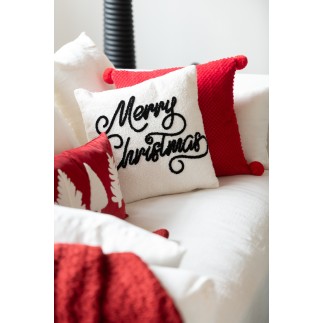 Coussin rectangulaire texture velours en polyester rouge 45x30 cm