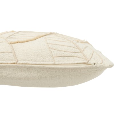 Coussin carré avec motifs feuilles en textile blanc 43x43x10 cm