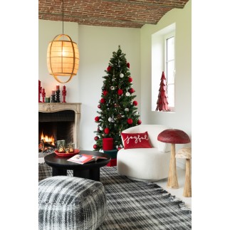 Coussin rectangulaire en velours rouge 45x30x12 cm