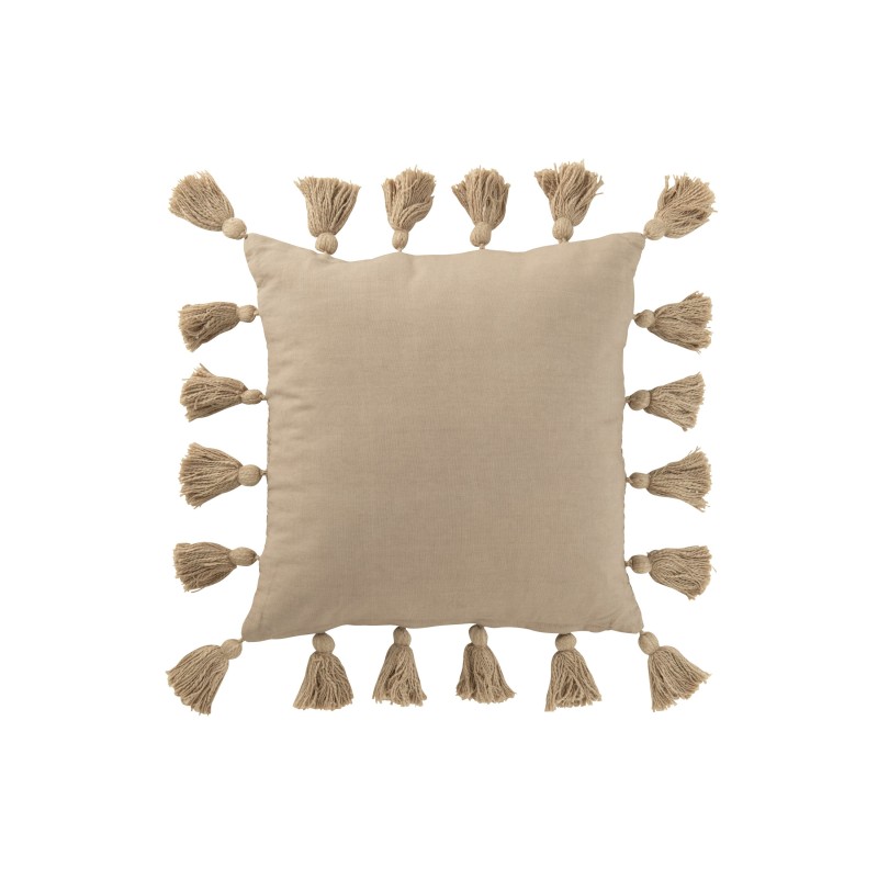 Cojín cuadrado con floca de algodón beige 45x45x15 cm Cojín cuadrado con floca de algodón beige 45x45x15 cm
