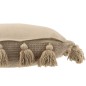 Cuscino quadrato con floche in cotone beige 45x45x15 cm Cuscino quadrato con floche in cotone beige 45x45x15 cm