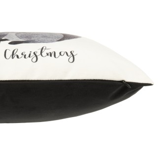 Cuscino Merry Christmas in poliestere bianco 45x45x13 cm