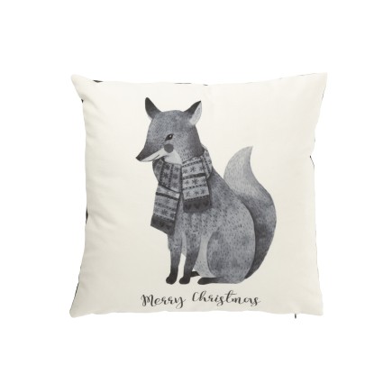 Cuscino Merry Christmas in poliestere bianco 45x45x13 cm