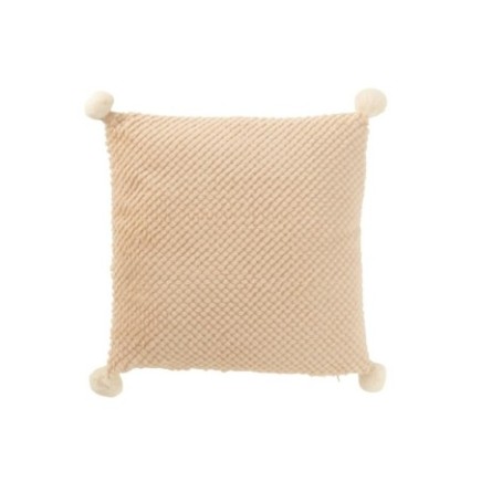 Cojín cuadrado con borlas de poliéster beige 45x45x13 cm