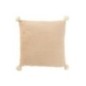 Cuscino quadrato con nappe in poliestere beige 45x45x13 cm Cuscino quadrato con nappe in poliestere beige 45x45x13 cm