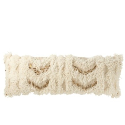Cuscino rettangolare in poliestere beige 100x35x12 cm
