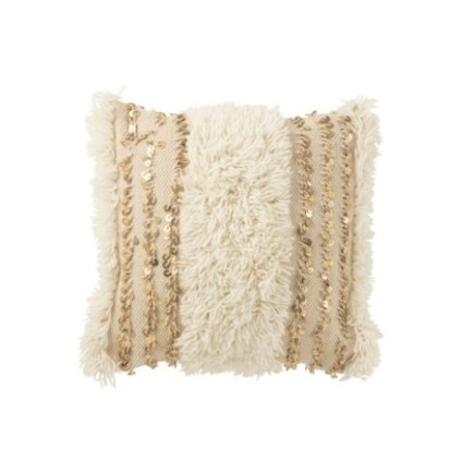Cuscino quadrato in poliestere beige 45x45x12 cm