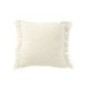 Cuscino quadrato con frange in cotone bianco 45x45x12 cm