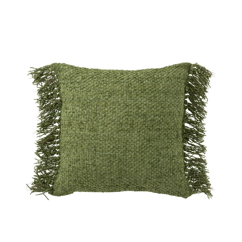 Cojín cuadrado con flecos de algodón verde 45x45x12 cm Cojín cuadrado con flecos de algodón verde 45x45x12 cm