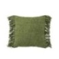 Cuscino quadrato con frange in cotone verde 45x45x12 cm Cuscino quadrato con frange in cotone verde 45x45x12 cm