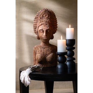 Table de salon en bois de manguier noir 80x80x34cm