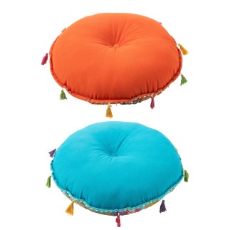 Puff plano redondo de algodón multicolor 55x55x20 cm