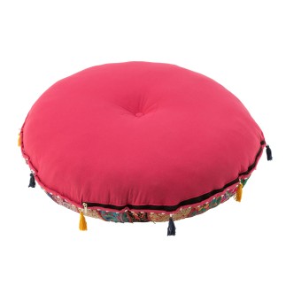 Puff plano redondo de algodón multicolor 80x80x20 cm