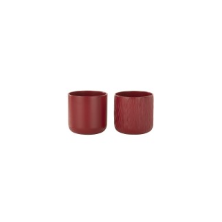 Set de 2 cache-pots en céramique Rouge 11x11x11cm