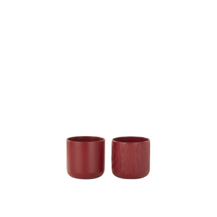 Set de 2 cache-pots en céramique Rouge 13,5x13,5x12,6cm
