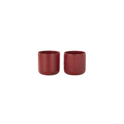 Set de 2 macetas de cerámica Rojo 18,5x18,5x18cm