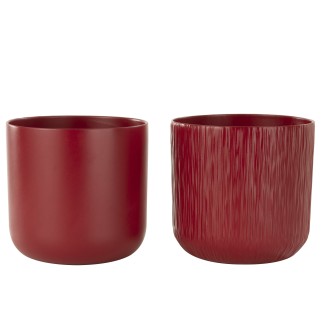 Set de 2 cache-pots en céramique Rouge 26.5x26.5x26cm