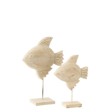 Figurita de pez sobre base de madera de mango blanco 27x9,5x40 cm