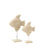 Figurita de pez sobre base de madera de mango blanco 27x9,5x40 cm Figurita de pez sobre base de madera de mango blanco 27x9,5x40 cm