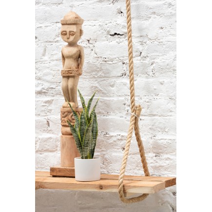 Figura africana in piedi in legno naturale 14x14x67 cm