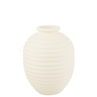 Cache-pot ovale en poterie blanc 50x50x66 cm