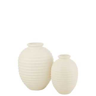 Cache-pot ovale en poterie blanc 50x50x66 cm