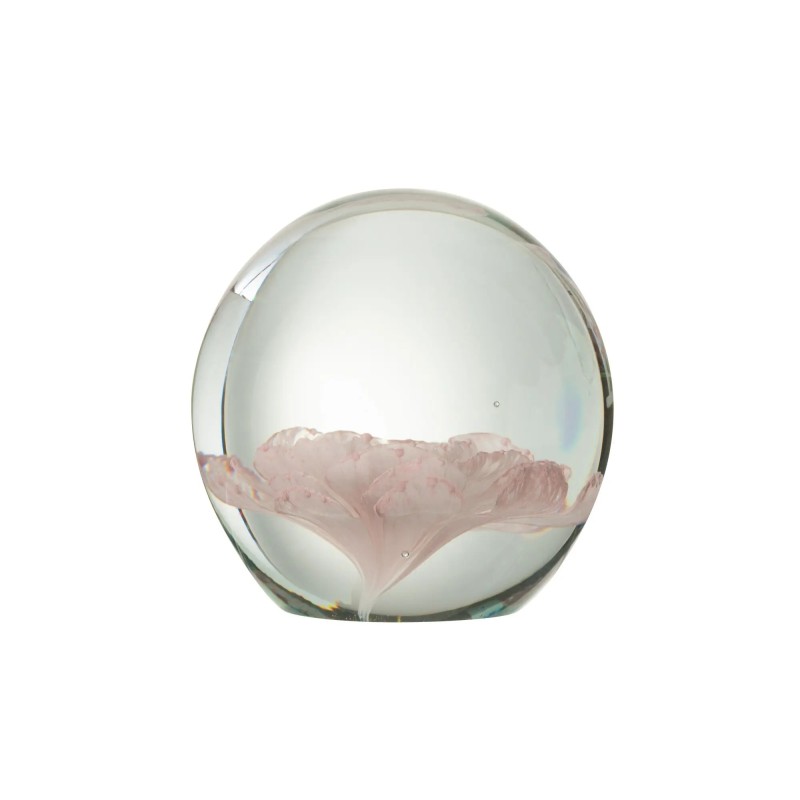 Presse-papier en verre rose 8x8x8 cm