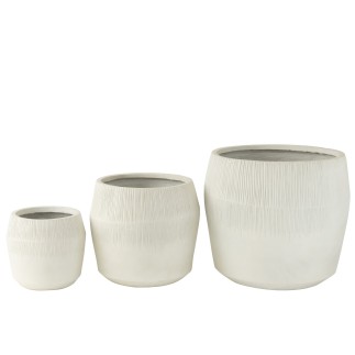 Cache-pot en poterie blanc 50.5x50.5x49.5 cm (set de 3)