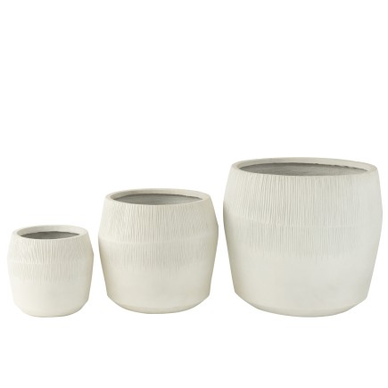 Cache-pot en poterie blanc 50.5x50.5x49.5 cm (set de 3)