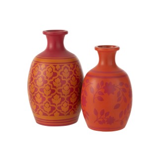 Vase fleurs en poterie rose 27x27x43 cm