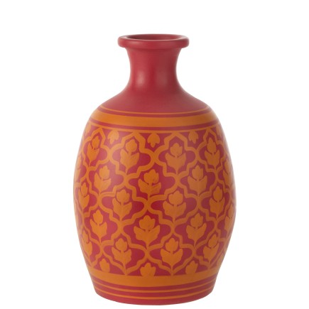 Vase fleurs en poterie rose 27x27x43 cm