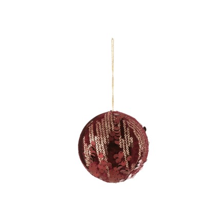 Boule de Noël en polyrésine bordeaux 8x8x8 cm