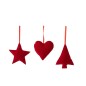 Set de 3 Suspension en textile rouge 13x3x13 cm Set de 3 Suspension en textile rouge 13x3x13 cm