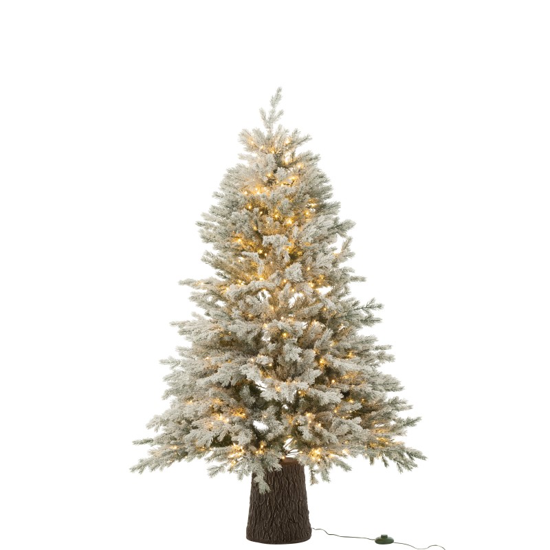 Albero di Natale artificiale innevato con 600 LED verdi in metallo H.150cm Albero di Natale artificiale innevato con 600 LED verdi in metallo H.150cm