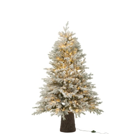 Sapin de Noël artificiel enneigé avec 600 led en métal vert H.150cm