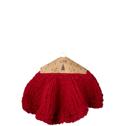 Falda de punto para árbol de Navidad en poliéster rojo D.90 cm