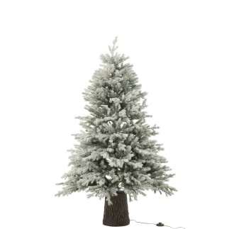 Albero di Natale artificiale innevato con 600 LED verdi in metallo H.150cm