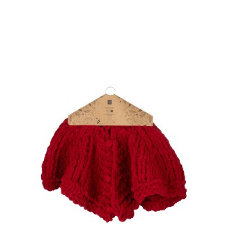 Falda de punto para árbol de Navidad en poliéster rojo D.90 cm