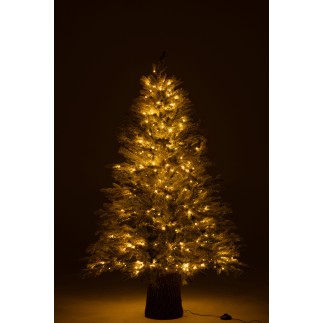 Albero di Natale artificiale innevato con 600 LED verdi in metallo H.150cm