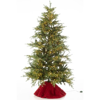 Falda de punto para árbol de Navidad en poliéster rojo D.90 cm
