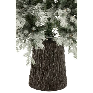 Albero di Natale artificiale innevato con 600 LED verdi in metallo H.150cm