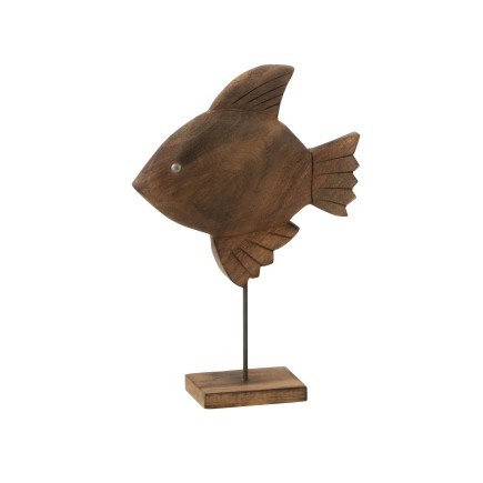 Décoration poisson en bois de manguier marron 20x7x31 cm 