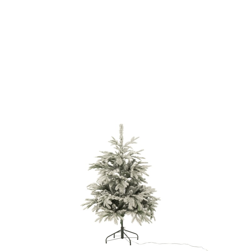 Árbol de Navidad artificial cubierto de nieve con 120 LED verdes de plástico H.120 cm