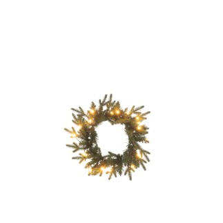 Corona artificial de 20 leds metálicos verdes D.40 cm