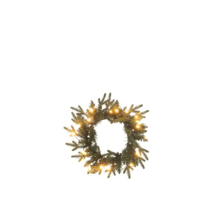 Corona artificial de 20 leds metálicos verdes D.40 cm