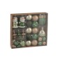 Caja de 45 adornos navideños de plástico verde 30x6x30 cm