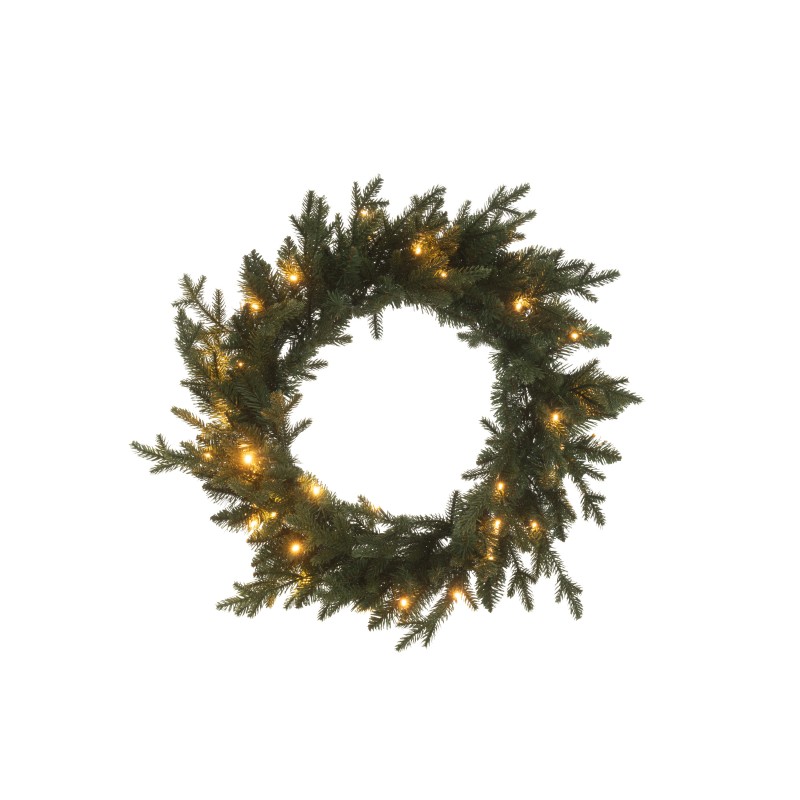Couronne artificielle de 20 leds en métal vert D.60 cm Couronne artificielle de 20 leds en métal vert D.60 cm