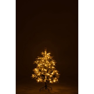 Árbol de Navidad artificial cubierto de nieve con 120 LED verdes de plástico H.120 cm