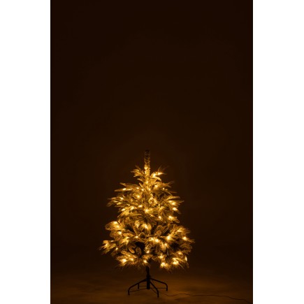 Árbol de Navidad artificial cubierto de nieve con 120 LED verdes de plástico H.120 cm