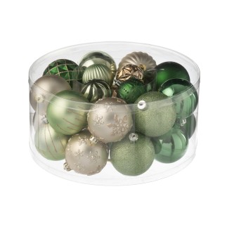 Caja de 30 bolas de plástico verde 31x31x16 cm